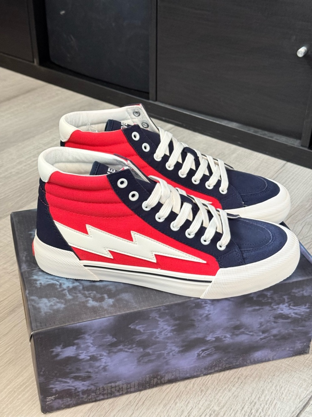 New Revenge X Storm vol 2 bright red and navy hightop sneakers Size 9